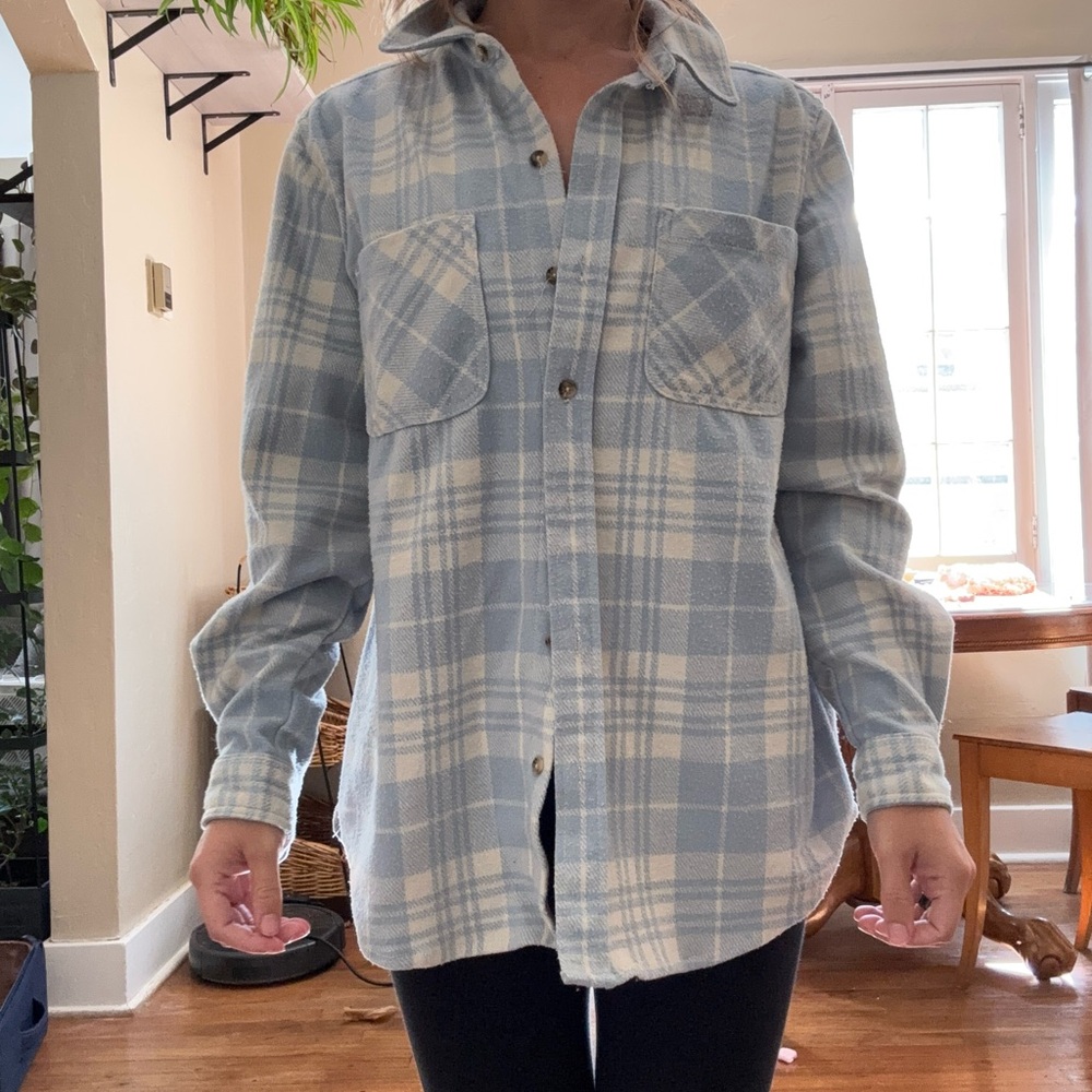 Casa Cabana Blue and Cream Plaid Shirt - Picture 2 of 5